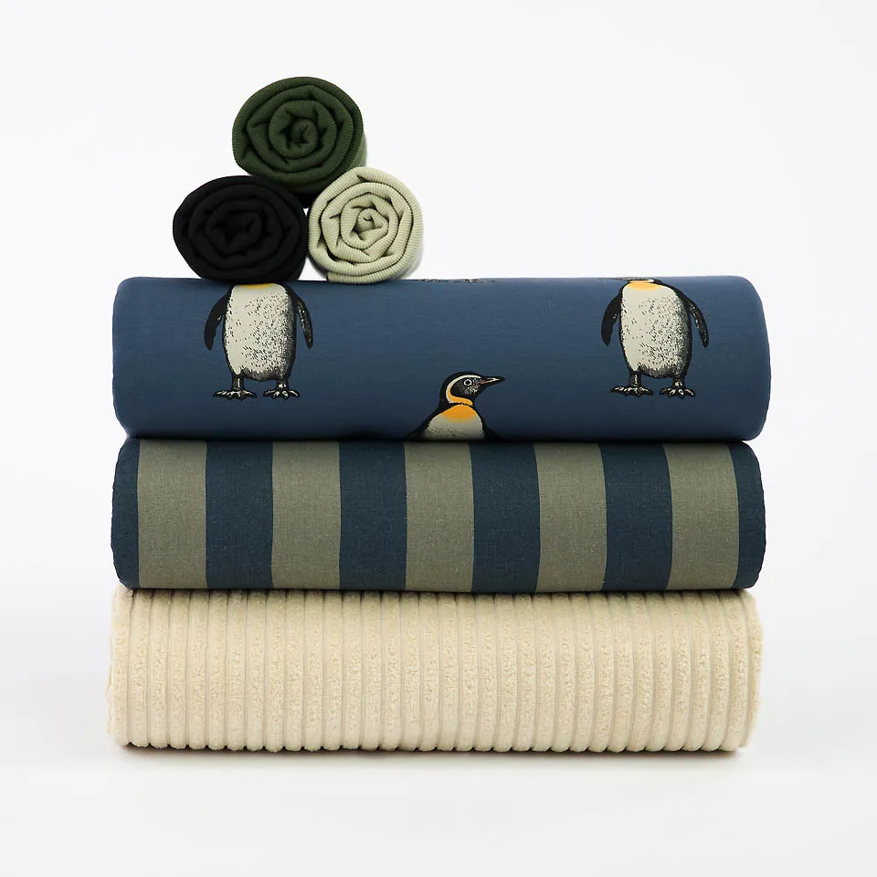 Linnen viscose blend smokey olive turbulence blue verticals - See You At Six
